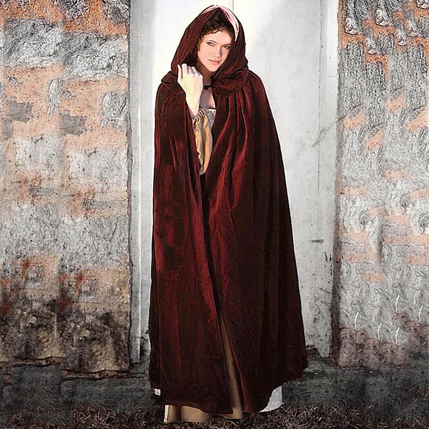 Wine Red Cape With Hood