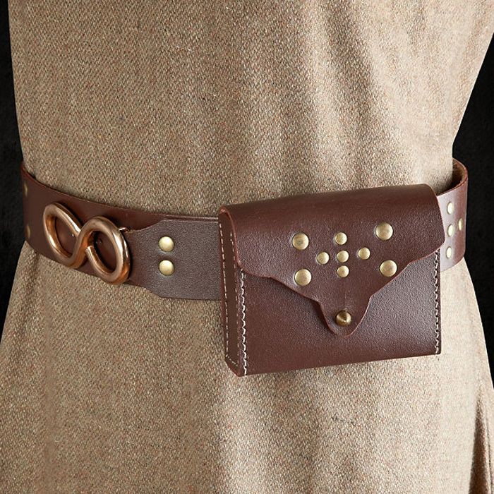 Brown Leather Belt With Purse