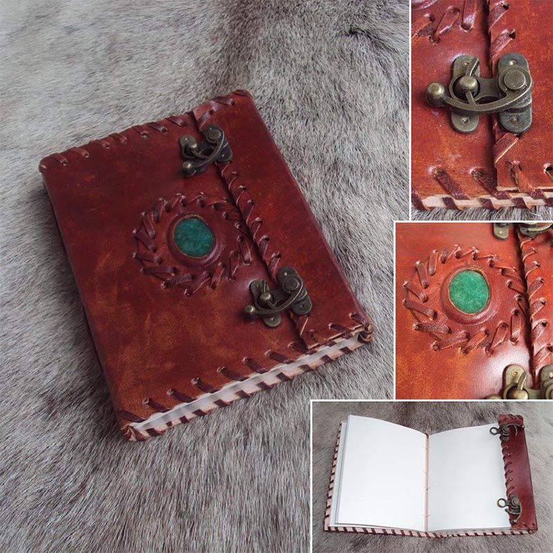 Leather Locking Journal With Stone