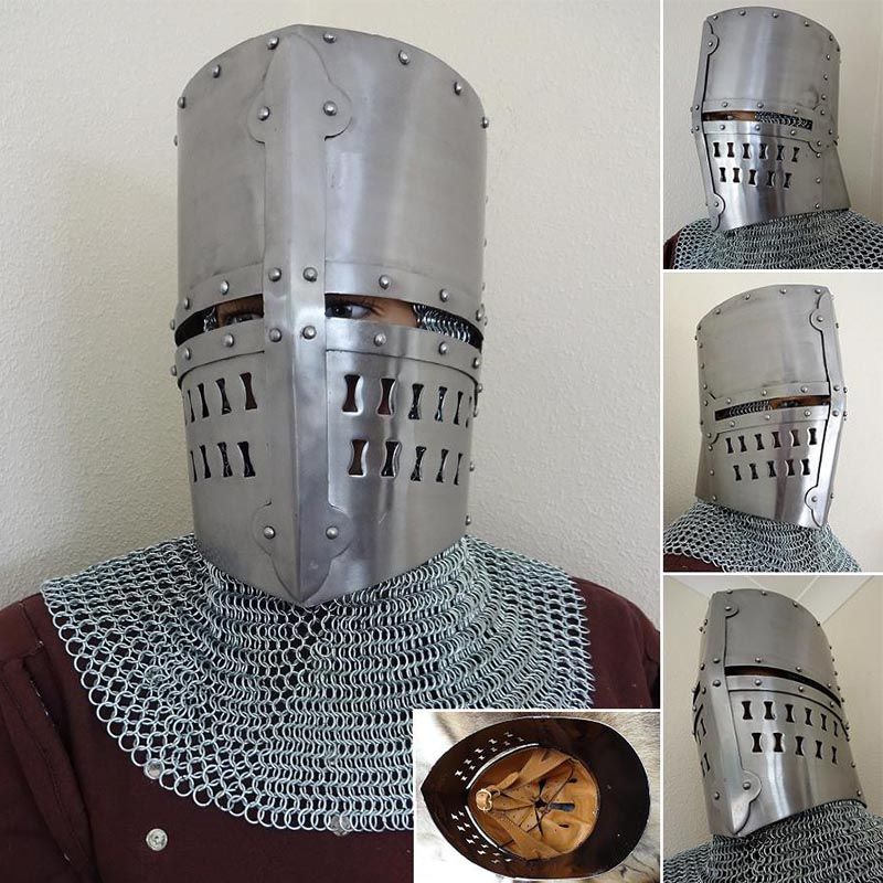 French Bucket Helmet With Cross 16 Gauge