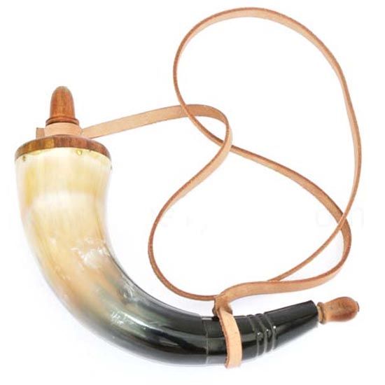 14 Inch Powder Horn With Leather Strap
