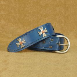 Medieval Crusader Blue Leather Belt