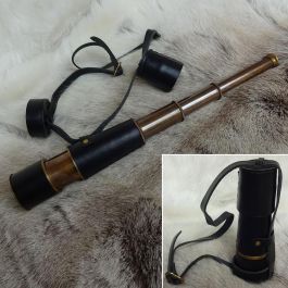 17 inch Brass Telescope With Leather Holder & Strap