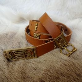 Medieval / Viking, Brass Wolf Pattern Leather Belt