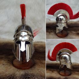 Mini Corinthian Helmet With Red Plume & Stand
