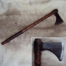 Ragnar Viking Warriors Axe with Leather Wrapped Handle