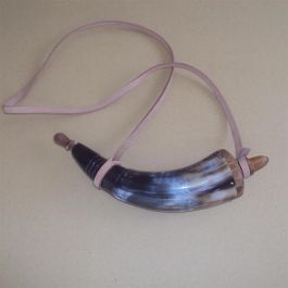 12 Inch Powder Horn With Leather Strap