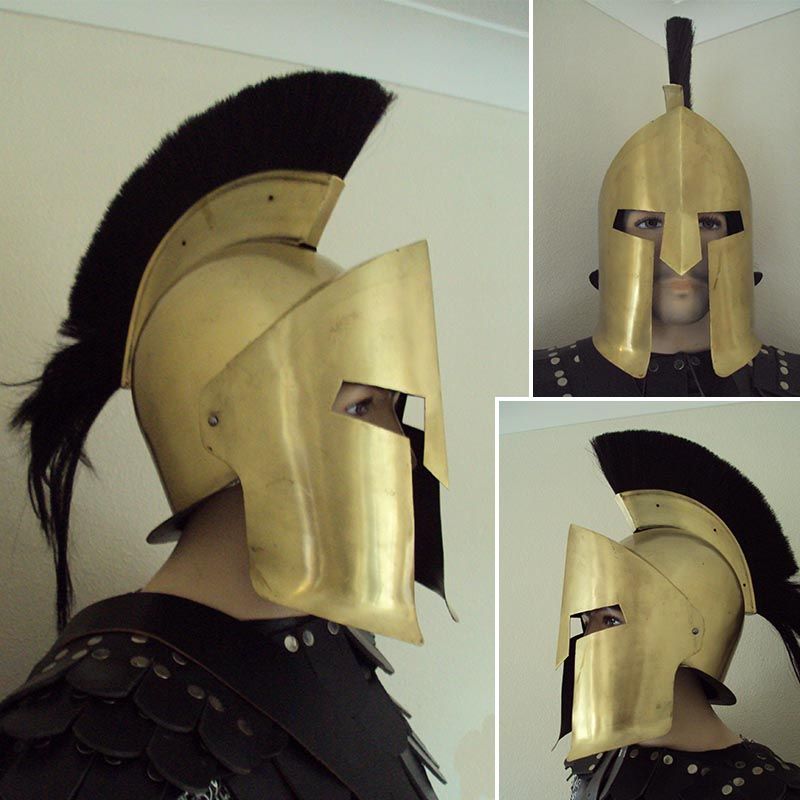 Nauticalmart Armor NauticalMart Corinthian Helmet Brass With Red Plume - Fully Wearable Medieval Knight Spartan LARP Armor Historical Reenactment Helmet