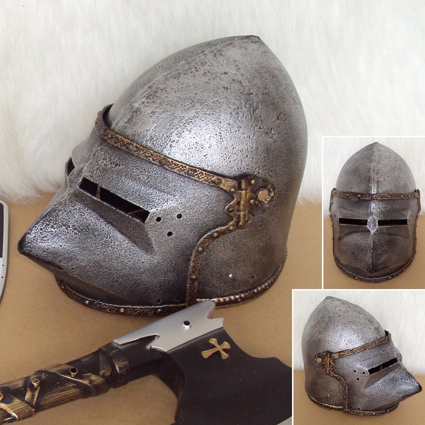 Kid's Plastic Medieval Knight Helmet w/ Flip Up Mask 